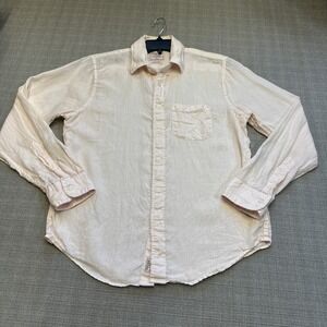 Abercrombie & Fitch Mens Large Linen Button Up Shirt Long Sleeve‎ Pink Coastal
